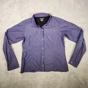 ExOfficio Shirt Womens Medium Blue Nylon Vented Camp Outdoor Fishing Gorpcore - Picture 1 of 11