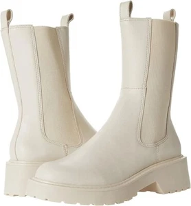 Stivali Steve Madden pull on Yairy Bone beige moda pelle 7,5 M nuovi - Foto 1 di 3