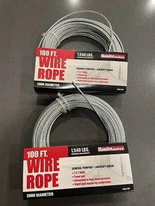 2 Rolls HaulMaster Aircraft Grade Wire Rope 100 ft Each X 3mm BRAIDED WIRE - Picture 1 of 1