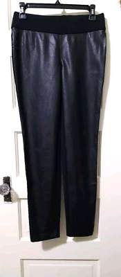 NEW Alfani FAUX Leather Front Pants Leggings 2 XS Small JET BLACK STRETCHY Back - Image 1 of 4