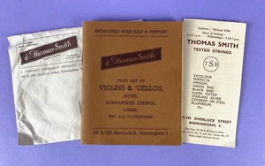 Thomas Smith Old Price List Violins, Cellos etc. 181 183 Sherlock St. Birmingham - Picture 1 of 13