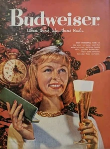 Publicidad impresa vintage de Navidad 1958 Budweiser. - Imagen 1 de 1