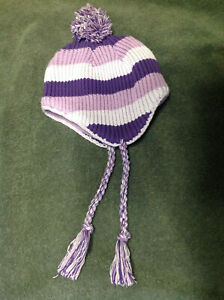 Gap Girls Purple Stripe fleece lined Hat Size 4-6