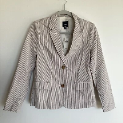 Blazer de algodón a rayas gris y blanco Gap talla 4 nuevo con etiquetas Foto 1 de 4