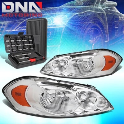 FOR 2006-2015 IMPALA/MONTE CARLO CHROME AMBER SIDE HEADLIGHT HEAD LAMPS+TOOLS - Изображение 1 из 4