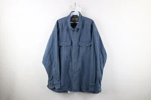 Vintage 90s Cabelas Mens 2XLT Thrashed Heavyweight Chamois Cloth Button Shirt - Picture 1 of 16