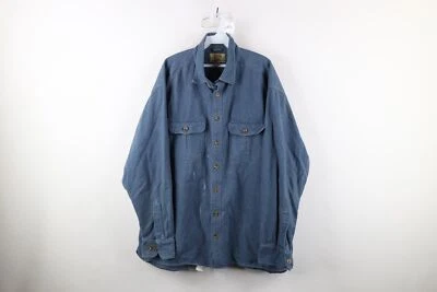 Vintage 90s Cabelas Mens 2XLT Thrashed Heavyweight Chamois Cloth Button Shirt - Image 1 of 4