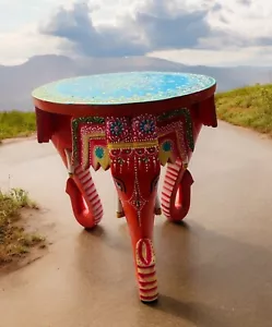 Elephant stool Hand Painted Wooden Furniture for Living Room, Bedroom, Dining Ro - Picture 1 of 3