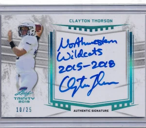 2020 Leaf Trinity Clayton Thorson Rookie Auto Inscription RC /25 Northwestern - Picture 1 of 1