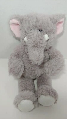 Plush gray elephant pink ears white feet tusks  - Image 1 of 4
