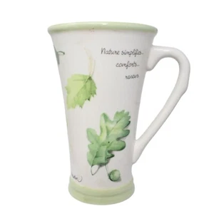 VTG Marjolein Bastin Tall Mug Green Leaves Nature's Sketchbook Tapered Ceramic - Picture 1 of 5