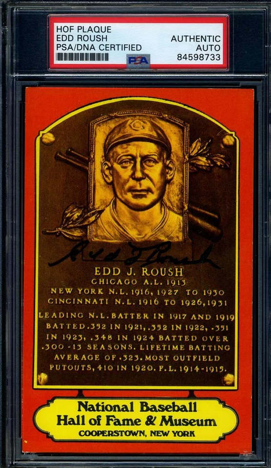 Edd Roush PSA DNA Coa Signed Dexter Press Color HOF Postcard Autograph - Image 1 of 1