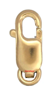 16mm 18k Narrow SOLID YELLOW GOLD Lobster Necklace Chain Clasp w jump ring ITALY - Picture 1 of 3
