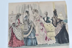 Vintage 1872 Petersons Magazine Paris Fashion Color Print Ad Victorian Art Decor - Picture 1 of 3