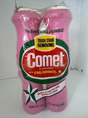 Botella limpiadora Comet vintage paquete de 4 rosa años 60 rara 6 oz cada una sellada nos Foto 1 de 4