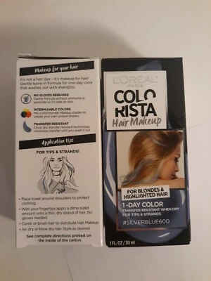 Lot of 2 L'oreal Colorista Hair Makeup 1-day for Blondes, Silverblue600 1oz - Image 1 of 2