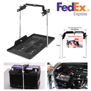 Car Storage Battery Holder Adjustable Tray+Hold Down Clamp Bracket Kit USA Ship - Picture 1 of 11
