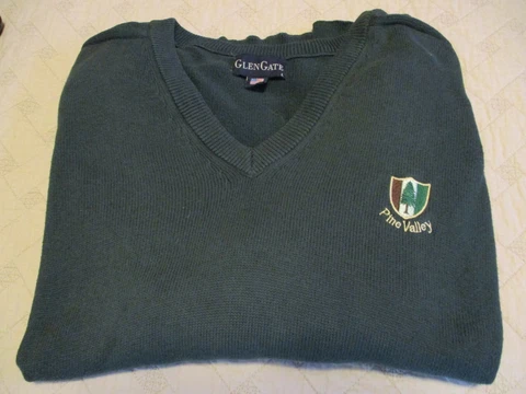 VINTAGE PINE VALLEY LOGO SWEATER GREEN Size L Made in USA Cover