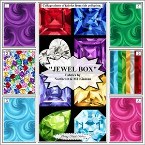 NORTHCOTT, "JEWEL BOX", BY M J KINMAN, JEWELS, GEMS, FABRICS - Picture 1 of 13