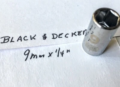 Black & Decker 9 mm x 1/4"  Dr Standard Socket 6 Point Free USA Shipping - Image 1 of 3