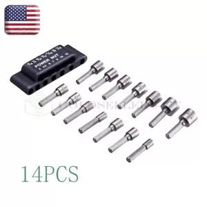 14 PCS Power Nut Driver Bit Set Quick Change MM & SAE Impact 1/4" Hex Shank USA - Picture 1 of 8