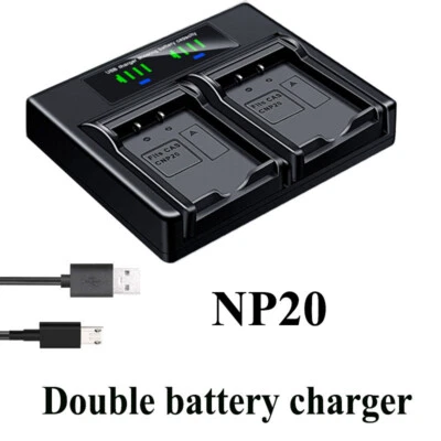 Dual Battery Charger For CASIO NP-20 Exilim EX-S3 S20 S100 S500 S600 S770-S880 - Image 1 of 4