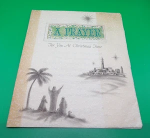 Biglietto arazzo vintage Natale CD 1959 Hallmark - Pergamena, Preghiera - Foto 1 di 3