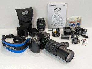 Pentax K-5 DSLR w/ DA18-55 WR & FANTASTIC DA55-300 lenses - plus accessories!