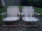 Dwa aluminiowe składane krzesło plażowe w stylu Sunbeam VTG Aluminiowe niskoprofilowe trawnikowe białe