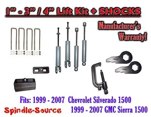 1 - 3" Keys / 4" Kit + TOOL + SHOCKS FOR 99 - 06 CHEVY GMC 1500 Silverado Sierra - Picture 1 of 1