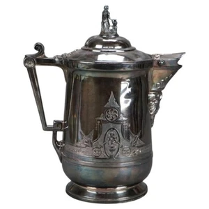 Jarra de agua aislante antigua plateada C1890 - Imagen 1 de 7