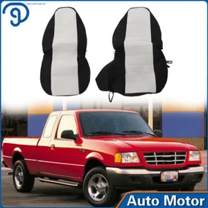 Truck seat covers cotton blk-silver center for 1998-2003Ford Ranger 60/40 hiback - Picture 1 of 21