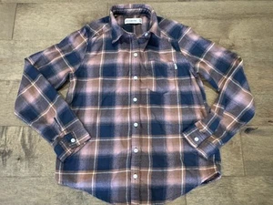 Abercrombie Kids Girls Brown Blue Plaid Flannel Shirt Top Sz 9/10 - Picture 1 of 2