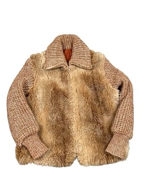 Chaqueta hippie tejida de piel peluda de peluche vintage años 70 Jc Penney para mujer talla XS/S Foto 1 de 4