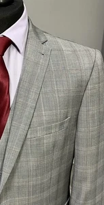 Marks and Spencer Grey Check Slim Fit 3 Piece Mens Suit. C-42S, WC 42, W-34/31” - Picture 1 of 18
