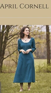 April Cornell The Emily Kleid Größe 2x blau türkis Cottagecore bescheiden feminin zum Binden - Bild 1 von 13