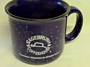 Sagebrush Coffee House Blue Enamel Coffee Mug "Cowboy Wisdom in Every Cup" - Picture 1 of 4