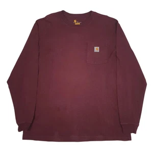 Carhartt Burgundy T-Shirt Tee K126 PRT Langarm Baumwollmischung Herren XL - Bild 1 von 6