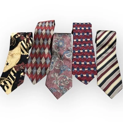 Bundle Lot of 5 Silk Neck Ties Bravini Alexander Julian Abstract Geometric 3-4” - Image 1 of 4