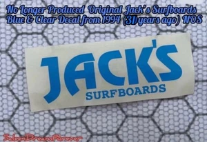 RARE JACKS SURFBOARDS BLUE & CLEAR STYLE STICKER NOS FRM 94 SURF SKATE BOARDING - Picture 1 of 1