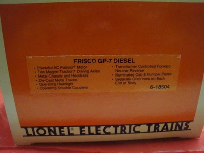 Lionel O Gauge 18504 Frisco GP9 Diesel new still factory sealed - Image 1 of 2