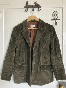 Designer Liz Claiborne Corduroy Dark Green 100% Cotton Jacket Size 8 - Picture 1 of 5