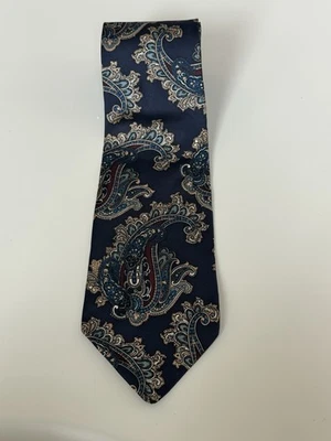 VINTAGE Barrington Men's Paisley Neck Tie Necktie Burgundy Blue Tan 100% SILK - Image 1 of 3