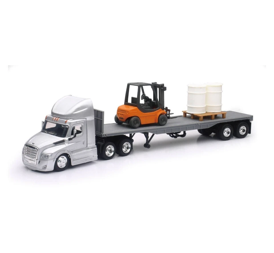 New-Ray Toys 1:43 Scale Freightliner Cascadia Flat Deck w/ Forklift 16073 - Image 1 of 1
