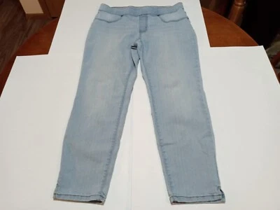 Pantalones de mezclilla elásticos de pierna recta de tiro medio lavado ligero para mujer Pioneer talla L Foto 1 de 4