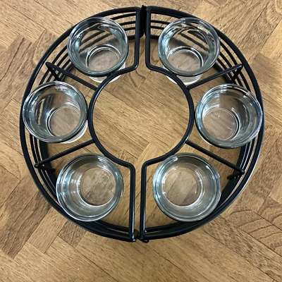 "Paraguas de mesa de patio 6 candelabros votivos redondos 9"" decoración de metal marrón" Foto 1 de 4