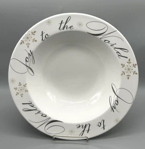 Pier 1 Large Pasta Salad Serving Bowl "Holiday Wishes" Joy To The World Words - Picture 1 of 12