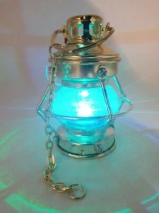 4" Mini Brass Tone Glass Lantern Nautical Ornament Battery LED Multicolor Light - Picture 1 of 11