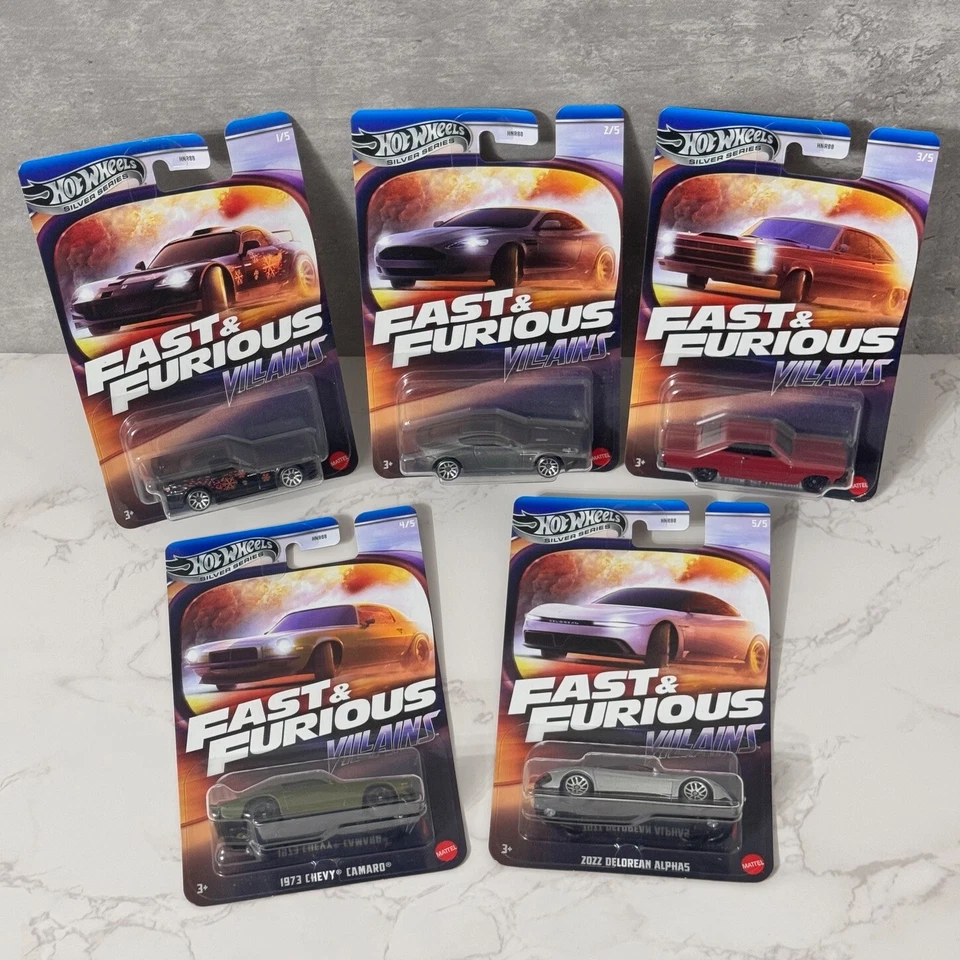 Hot Wheels Fast & Furious Villains - Honda, Aston Martin, Ford, Chevy, DeLorean - Image 1 of 1