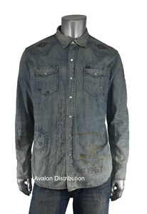 Nueva camisa de mezclilla estilo RRL Polo Ralph Lauren edición limitada en dificultades reparada estilo RRL - Imagen 1 de 6
